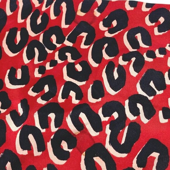 LOUIS VUITTON M74608 Leopard Snood Stole / Shawl shawl Scarf silk Red/Navy - Picture 6 of 9
